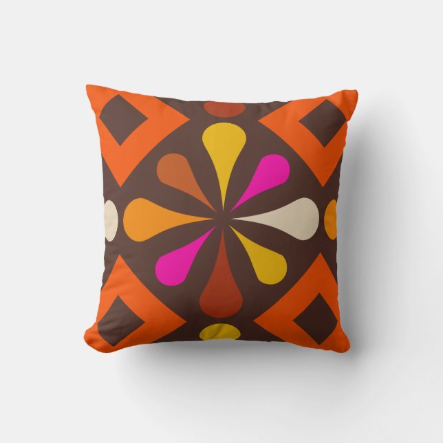 Coussin décorative rétro les années 70 style année (Recto)