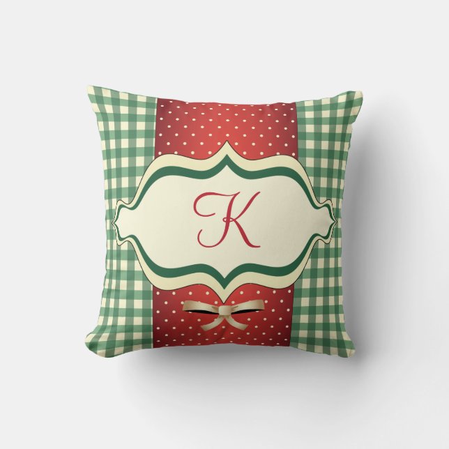 Coussin décoré d'un monogramme de Noël de pays (Recto)