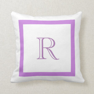 Coussin Décoré d'un monogramme pourpre et blanc classiqu