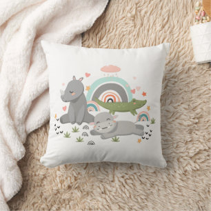 Coussin décoré d'une drôle d'illustration.