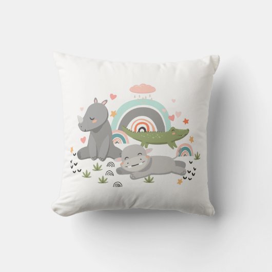 Coussin décoré d'une drôle d'illustration. (Recto)