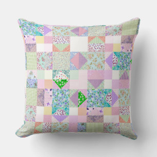 Coussin Découpe vintage inspirée Patchwork Quilt Retro Fau