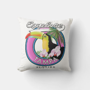 Coussin Découvrez le logo rétro de Tampa Floride