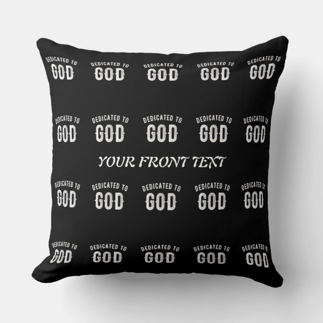 COUSSIN DÉDIÉ À DIEU PERSONNALISABLE COOL TEXTE BLANC (Recto)