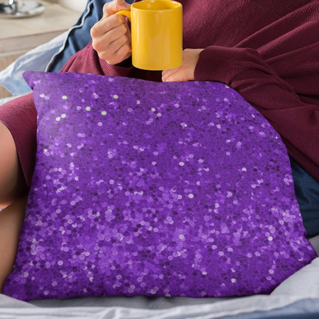 Coussin Deep Purple Glam Faux Glitter Pattern (Créateur téléchargé)