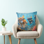 Coussin Deep sea diving kittens whimsical underwater snork (Chaise)