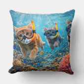 Coussin Deep sea diving kittens whimsical underwater snork (Recto)