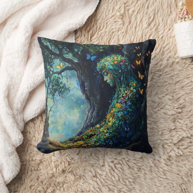 Coussin Déesse de la forêt enchantée avec papillons (6) (Couverture)