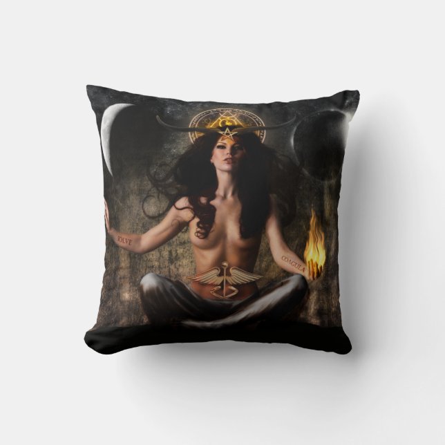 Coussin Déesse de sorcière de Baphomet (Recto)