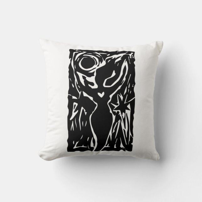 Coussin Déesse Noir et Blanc (Recto)
