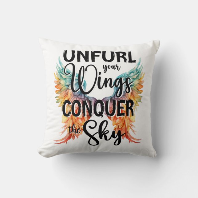 Coussin Défendez vos ailes conquérir le ciel et habiliter  (Recto)
