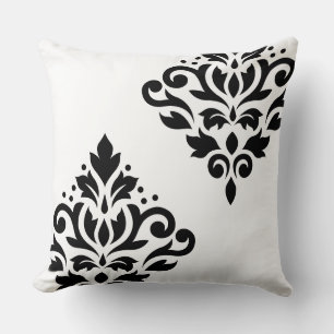 Coussin Défiler Damas Art Ib noir sur blanc