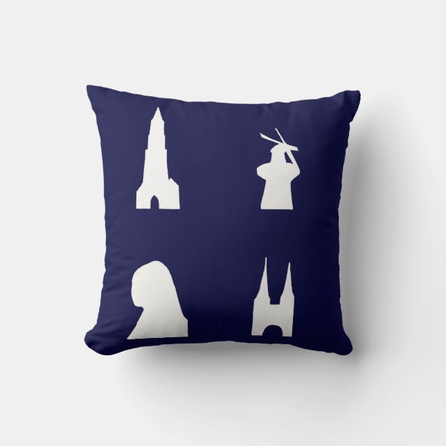 Coussin Défiler la silhouette sur le bleu (Recto)