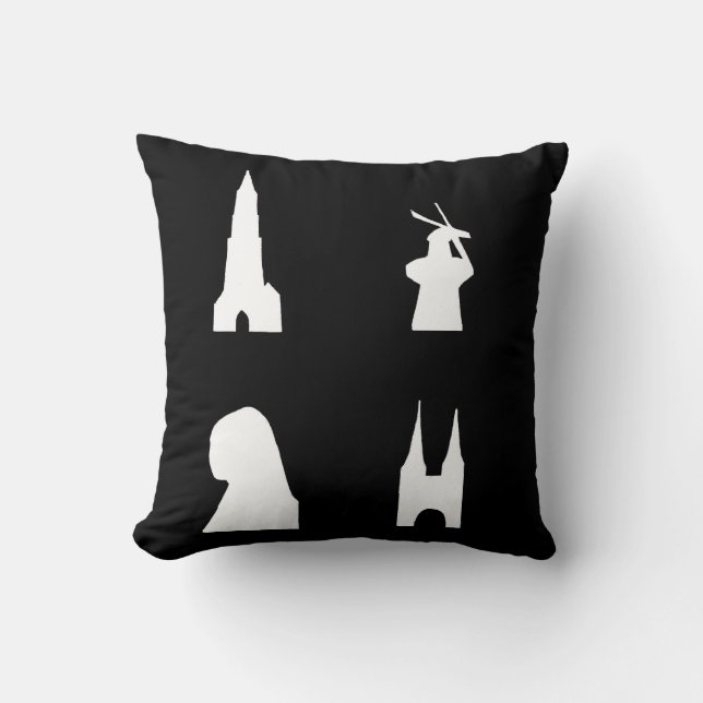 Coussin Défiler la silhouette sur le noir (Recto)