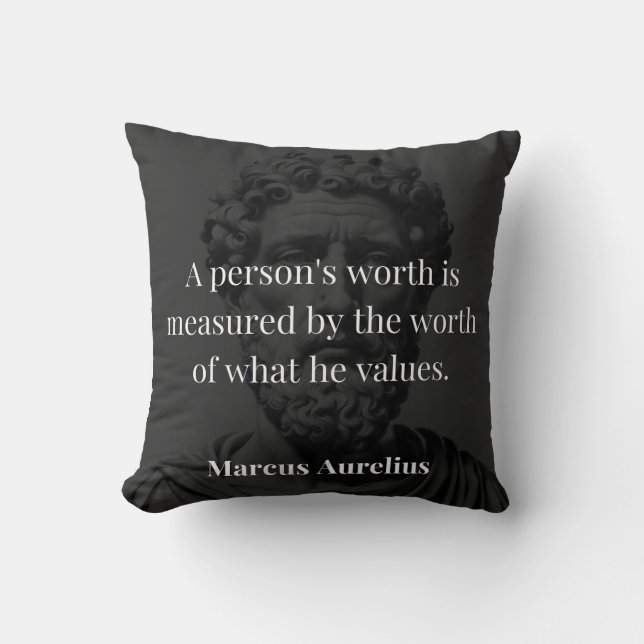 Coussin Définir une valeur : Marcus Aurelius sur les valeu (Recto)