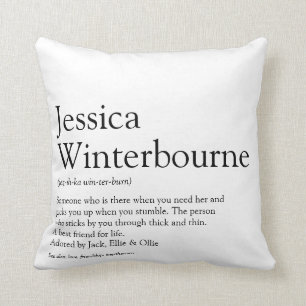 Coussin Définition BFF personnalisée noir et blanc