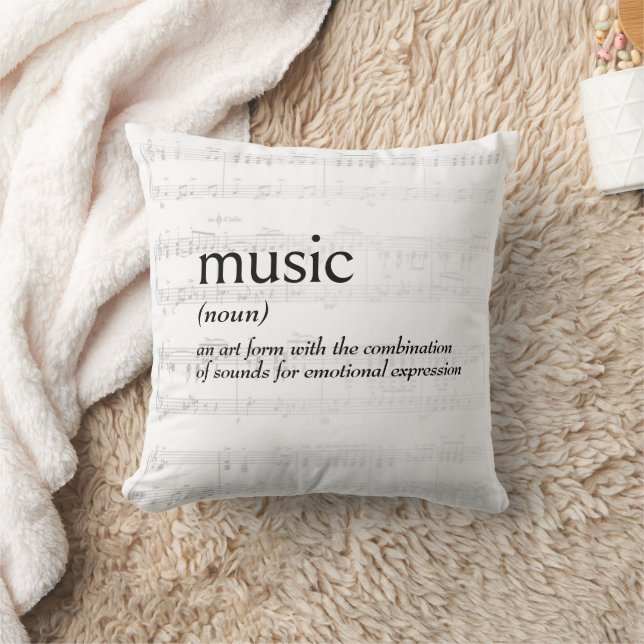 Coussin Définition de dictionnaire pour la MUSIQUE (Couverture)