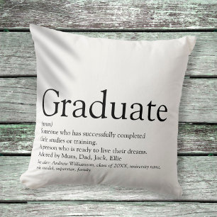 Coussin Définition de diplômé Noir et Blanc Moderne Amusan