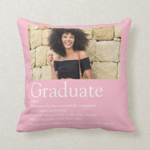 Coussin Définition de diplômée Photo rose girly