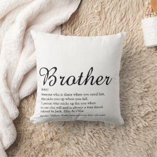 Coussin Définition de frère écriture noir et blanc moderne