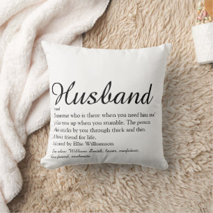 Coussin Définition de mari amusante en noir et blanc moder