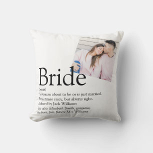 Coussin Définition de mariée Cadeau de fête de mariage Pho