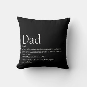 Coussin Définition de père papa moderne noir et blanc