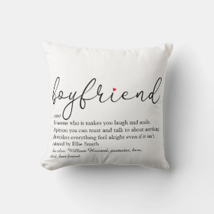 Coussin Définition de petit ami Cœur d'amour rouge