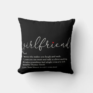 Coussin Définition de petite amie Citation Script Amour Cœ