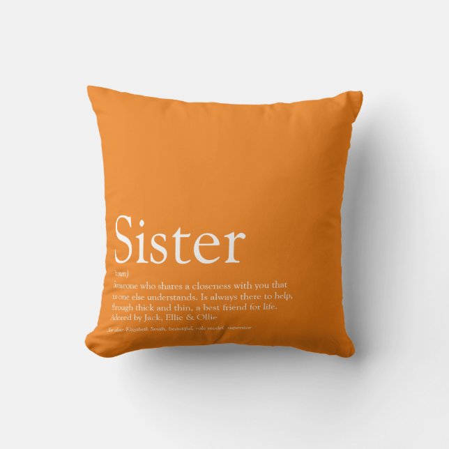 Coussin Définition de sœur la plus géniale au monde Fun Or (Recto)
