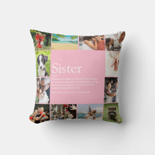 Coussin Définition de sœur Moderne 12 Collage photo Rose