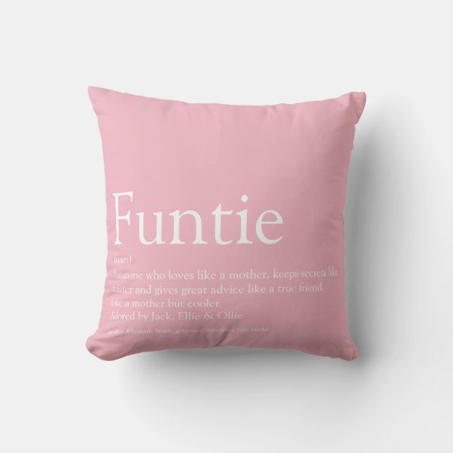 Coussin Définition de Tante Funtie préférée Rose (Recto)