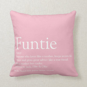 Coussin Définition de Tante Funtie préférée Rose