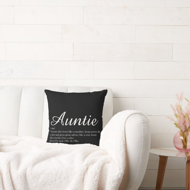 Coussin Définition de Tante moderne en noir et blanc (Canapé)
