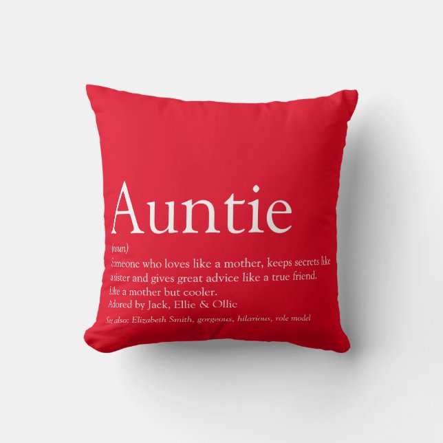 Coussin Définition de tante préférée rouge amusement moder (Recto)