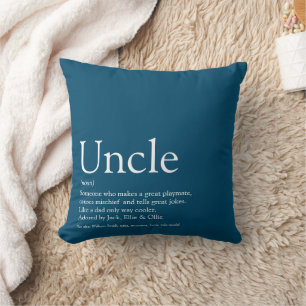 Coussin Définition de Tonton Funcle Moderne Bleu Amusant
