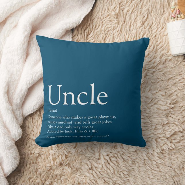Coussin Définition de Tonton Funcle Moderne Bleu Amusant (Couverture)