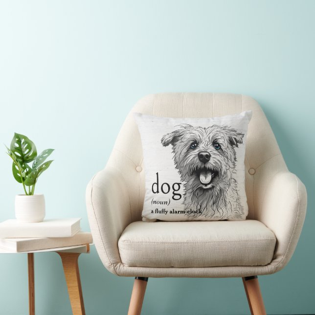 Coussin Définition D'Un Chien Sur Du Bois Blanchi (Chaise)