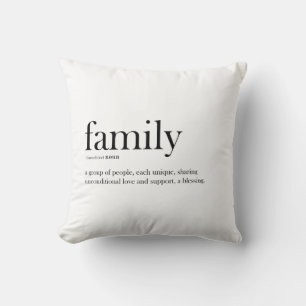 Coussin Définition familiale, typographie, moderne, tendan