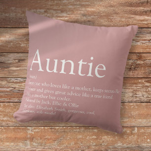 Coussin Définition personnalisée de Tante Dusty Rose Rose