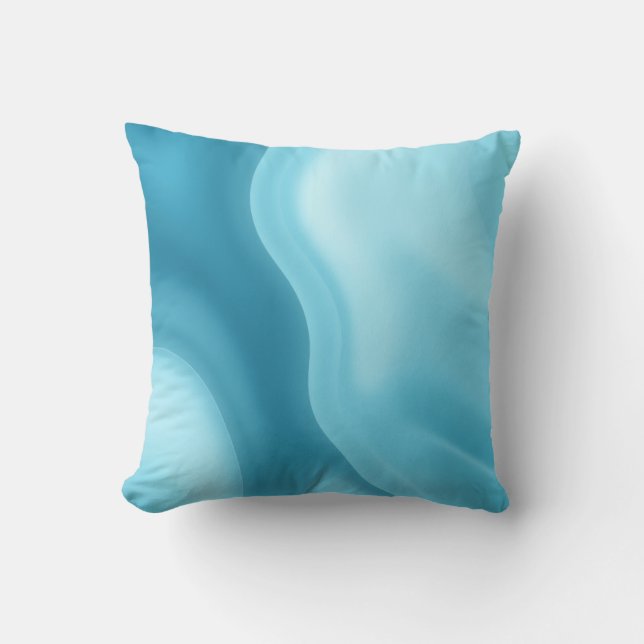 Coussin Dégradé Abstrait Lueur Douce Bleu Patine (Recto)