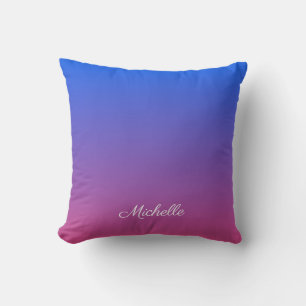 Coussin dégradé bleu et rose foncé personnalisé