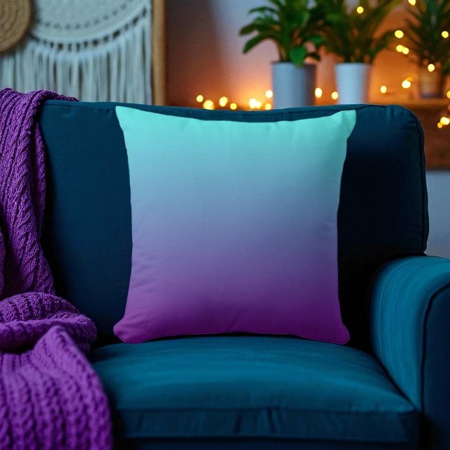 Coussin Dégradé de fond simple Turquoise Bleu Violet (Créateur téléchargé)