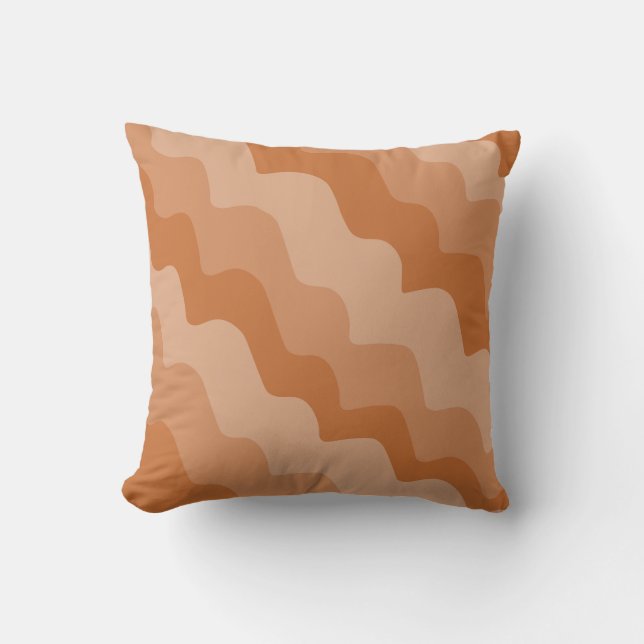 Coussin Dégradé des vagues océaniques ondulées Brown (Recto)