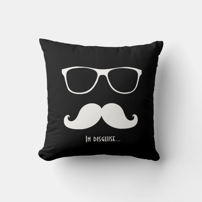 Coussin Déguisement blanc de moustache et de lunettes de (Recto)