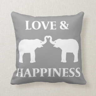 Coussin d'éléphant d'amour et de bonheur