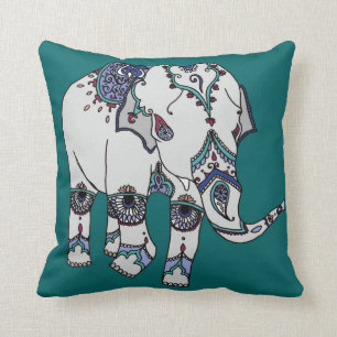 Coussin d'éléphant embelli par turquoise profond