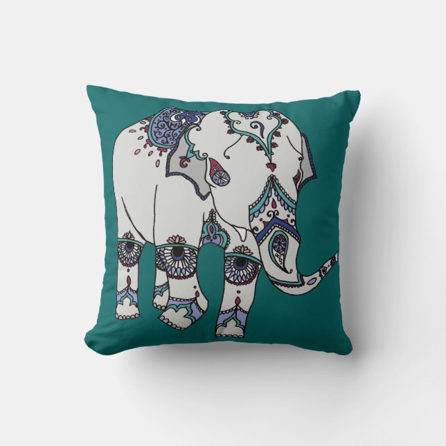 Coussin d'éléphant embelli par turquoise profonde (Recto)