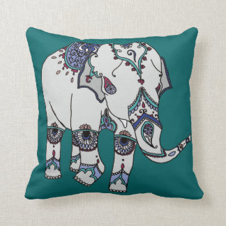 Coussin d'éléphant embelli par turquoise profonde