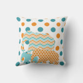 Coussin d'éléphant orange, bleu et blanc (Verso)